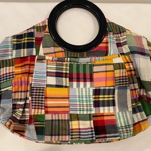 J Crew Madras Patchwork Handle Bag (Bermuda Bag)